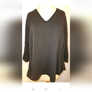 Eddie Bauer Black 96% PIMA Cotton 3/4 Sleeve Top 4% Spandex Size 3X
